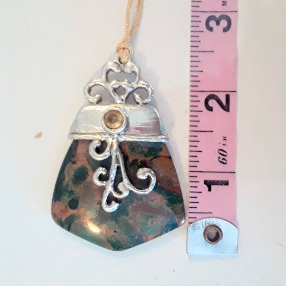 Sterling Silver Jasper & Citrine Pendant - Picture 3 of 3